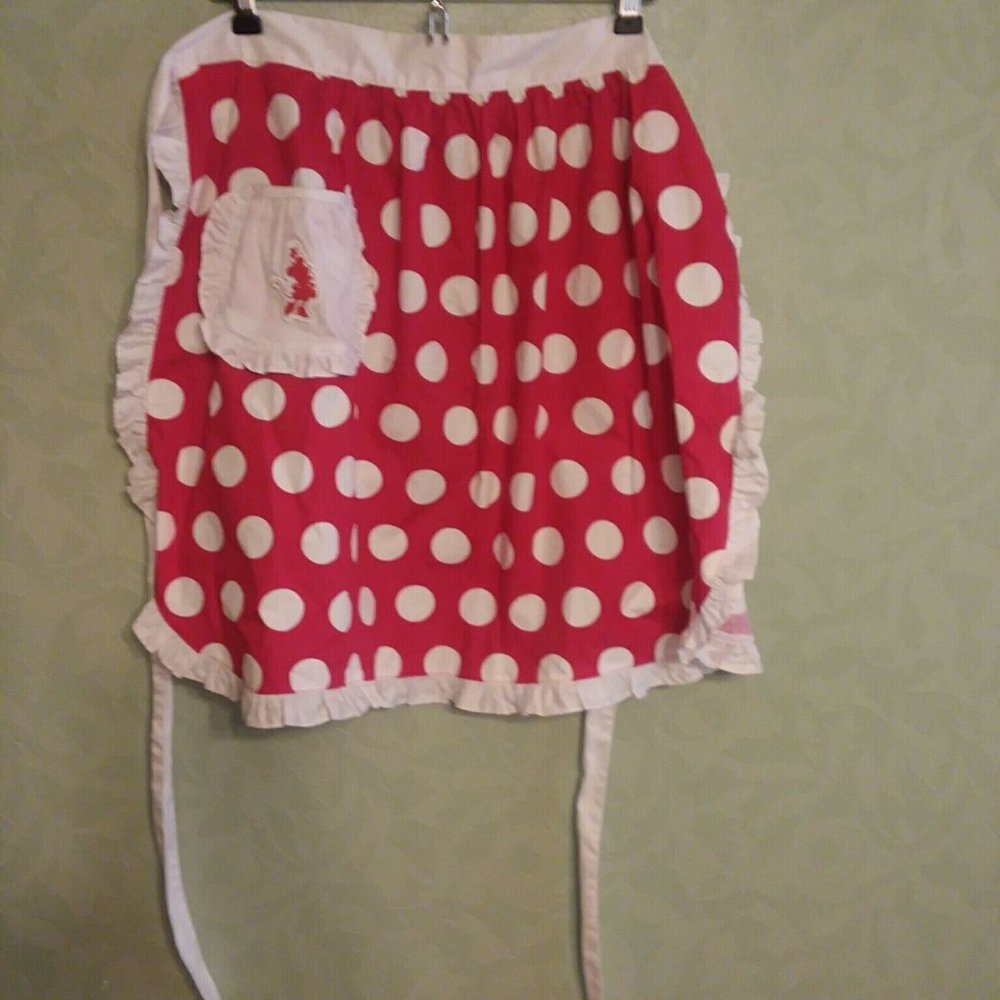 Walt Disney World/Disneyland Minnie Mouse Apron Red & White Polka Dots Adult